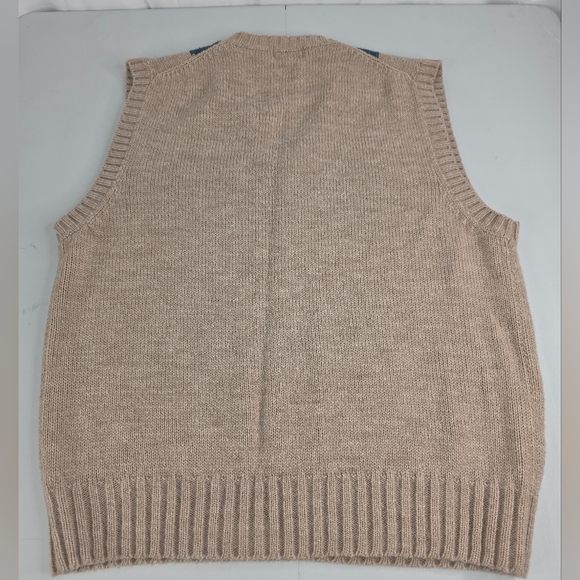 Boundry Waters Argyle Knit V-Neck Sweater Vest Beige Blue Size XL CD-3267 - Picture 4 of 6